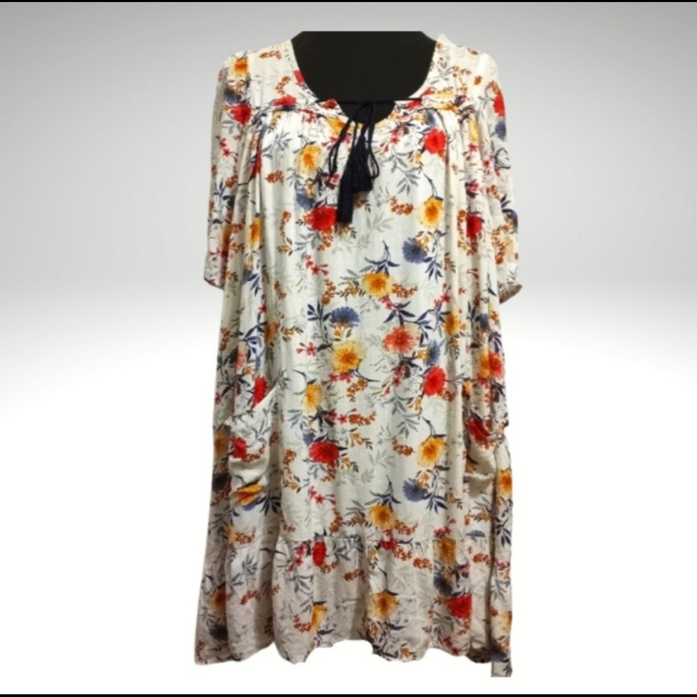 Altar'd State Cream/White Floral Baby Doll Dress L